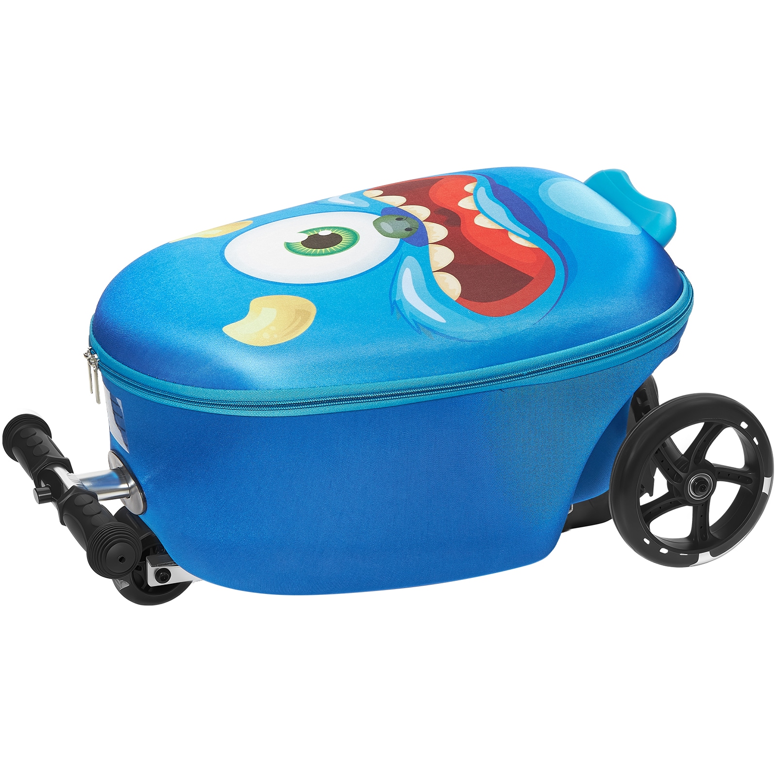 Kids Scooter Suitcase Ride-on Luggage With Flashing Wheels Blue_voghion.com